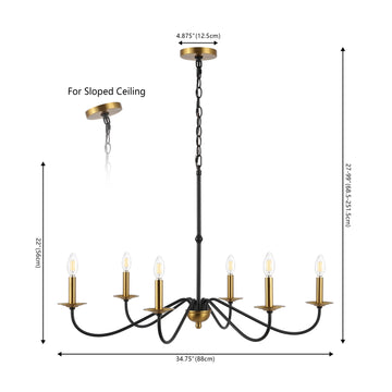 Wicklow 34.75" Bohemian Farmhouse Iron LED Chandelier